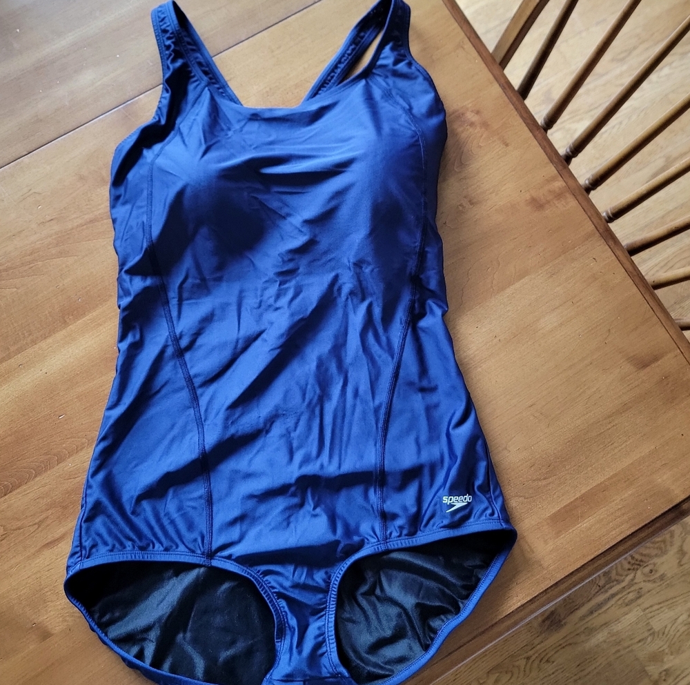 SPEEDO One Piece Swimsuit Navy Blue Racerback 18